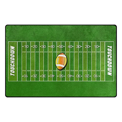 Use7 American Football Field Sport Green Grass Teppich Anti-Rutsch Fußmatte Fußmatte Fußmatte für Kinderzimmer Wohnzimmer Schlafzimmer, Textil, Mehrfarbig, 100 x 150 cm(3' x 5' ft)
