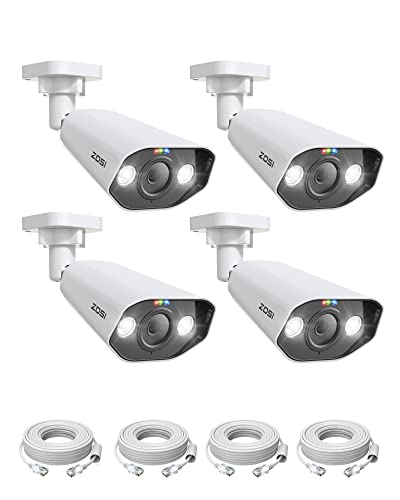 ZOSI 4K 8MP PoE Überwachungskamera Aussen, 3840×2160P Outdoor IP PoE Kamera mit Personenerkennung, Farbnachtsicht, 2-Wege-Audio, Zusatz Kameraset für ZOSI 4K POE NVR