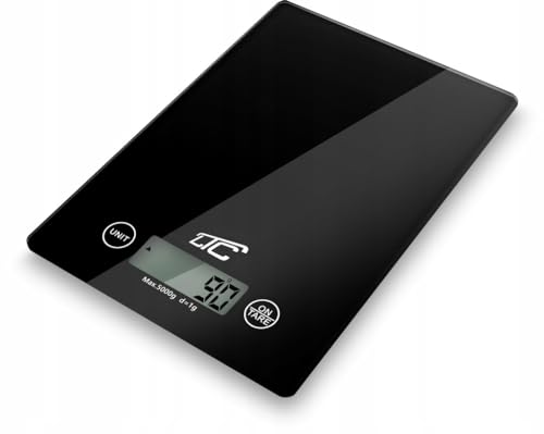 LTC Elektronische Küchenwaage - Präzisionsmessung von 1G bis 5KG - Genauigkeit bis zu 1g - Touchscreen - Tara-Funktion - Messung in Grad Celsius und Fahrenheit - 16x23 cm - Schwarz.