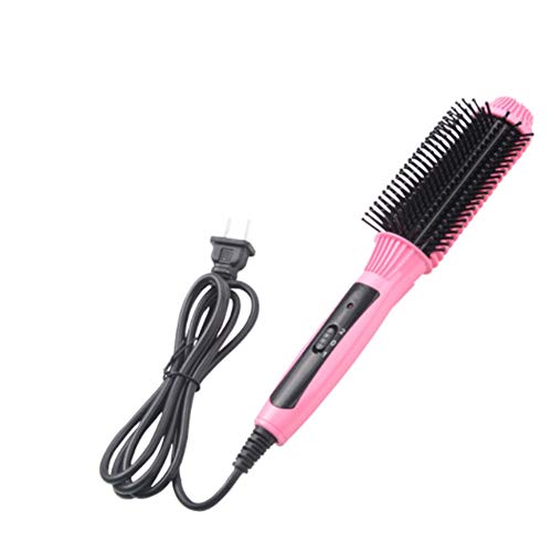 Lockenbürste Negative Ionen-Anti-Verbrühungs-elektrische Spulen-Kamm-Mini gerades Haar-Rollen-gerader Doppelgebrauchs-Rosa-Weiß 110-240v, pink