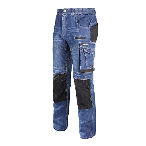 LAHTI PRO Herren Jeans Cargo Herren-Arbeitshose Shorts | Größe: M | Farbe: Blau | Arbeitshose für Männer | Stretch Arbeitshosen | Hose aus Baumwolle | EN ISO 13688 | mit Werkzeug-Taschen