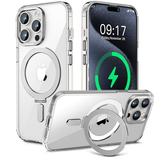 Neeliup Hülle MagSafe für iPhone 15 Pro Max - 【Magnetisch Ständer Ring 】【Handyhülle Durchsichtig】【Kameraschutz Kratzfest】【 Stoßfest Case】 Schutzhülle Transparent für 15 ProMax (6.7'')