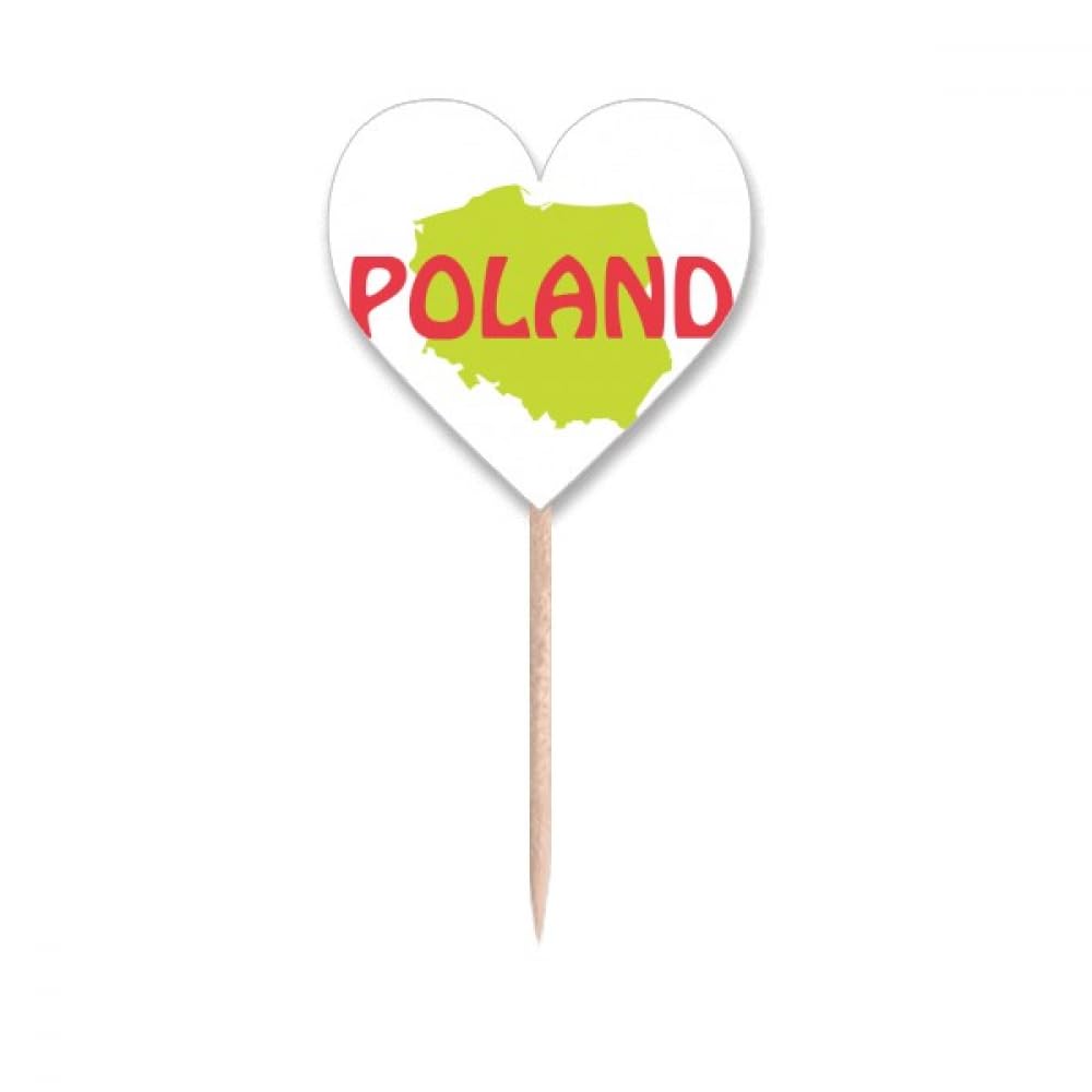 EUAN map Warschau Polen Zahnstocher Flaggen Herz Etikett Cupcake Picks
