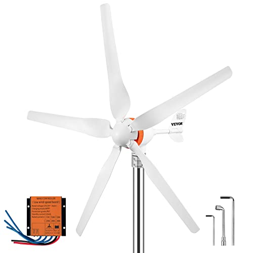 VEVOR Windturbinengenerator 500 W Windgenerator, 12 V Elektrisch MPPT Controller, 13 m/s Windkraftanlage mit 5 Blatt Laderegler Windkraftgenerator, Windkraftturbinengenerator für Stromergänzung