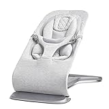 Ergobaby 3-in-1 Evolve Bouncer, Ergonomische Babywippe für Neugeborene ab Geburt bis zum Kleinkind, Babyschaukel mit Neugeboreneneinsatz (2,5 kg - 13,2 kg), Light Grey