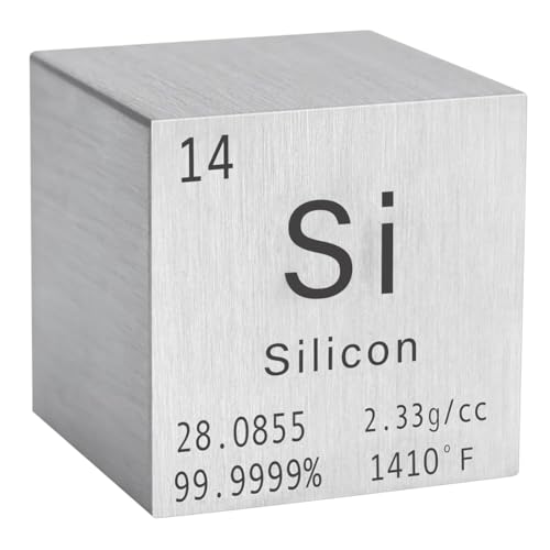 Asinfter Hochpräziser 1-Würfel mit Siliziumdichte – 99,9% Reine Elemente für die Chemie – Periodensystem-Design für die Sammlung 2,54 X 2,54 X 2,54 cm
