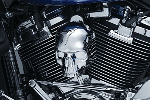 Kuryakyn 5730 Motorrad Accent Zubehör: Totenkopf Horn Abdeckung für 2017–19 Harley-Davidson Motorräder mit Stock Wasserfall Stil Horn Abdeckung Chrom