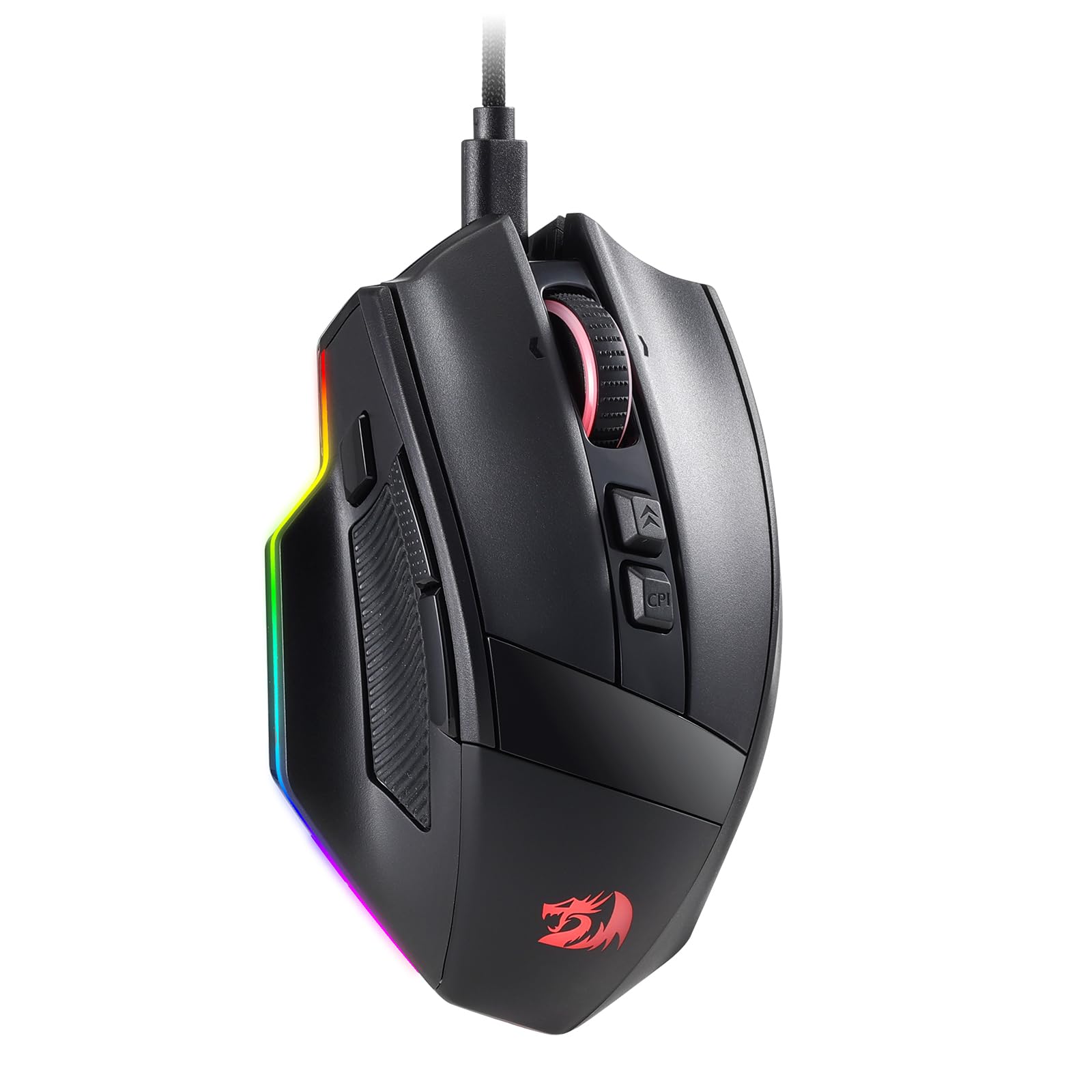 Redragon M813 Wired Gaming Mouse, 16000 DPL, 10 programmierbare Tasten, RGB Hintergrundbeleuchtung, hochpräziser optischer Sensor