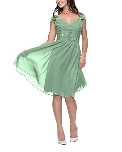 Astrapahl Damen Cocktail Kleid mit verzierenden Applikationen, Knielang, Einfarbig, Gr. 34, Grün (Seegrün)