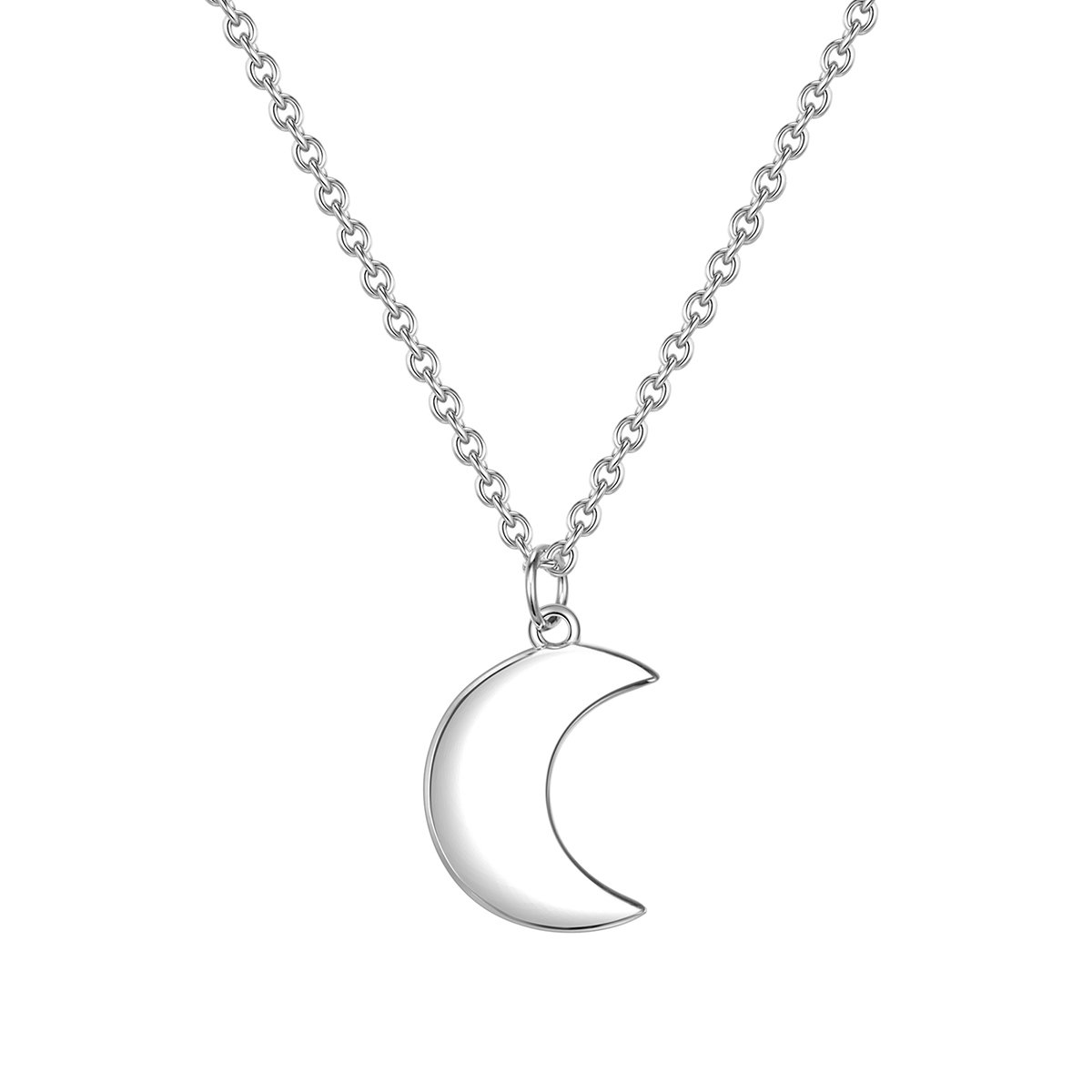 Glanzstücke München Damen-Halskette Mond Sterling Silber 40 + 5 cm - Silberkette Anhänger Mond Kette Damen Halbmond Halskette Silber Mondkette