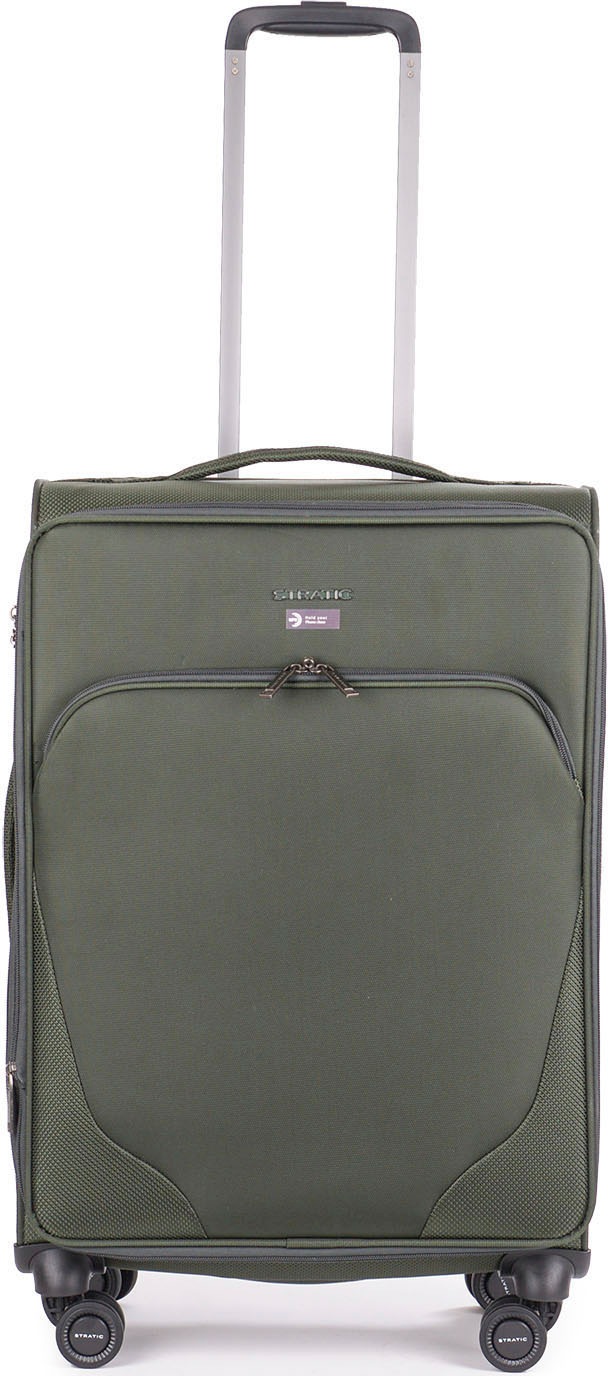 Stratic Mix Koffer Weichschale Reisekoffer Trolley Rollkoffer mittelgroß, TSA Kofferschloss, 4 Rollen, Erweiterbar, Größe M, Grün