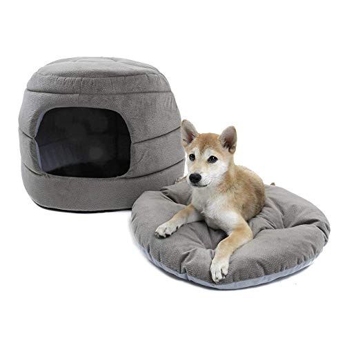 DUCHEN Hundebett 2 In 1 Hundehausbett Haustier Hundesofabett Mit Abnehmbarem Kissen,Waschbares Weiches Korb Höhlenbett für Hunde und Katze