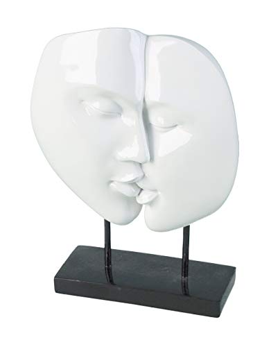 Casablanca - Skulptur Faces - aus Poly - weiß glänzend Schwarze Basis H 28 cm