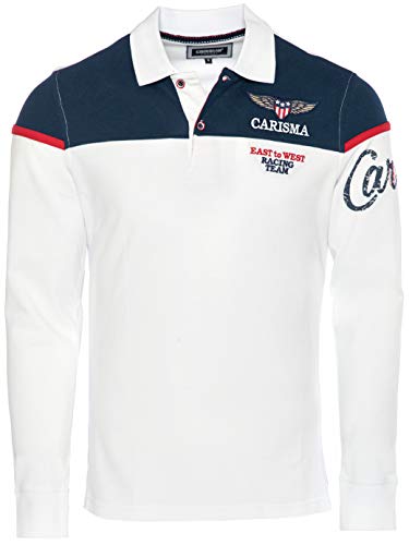 CARISMA Casual Herren Longsleeve Langarmshirt Sweatshirt Poloshirt Regular Fit mit Hochwertigen Stickerei 3432 (L, Weiß)
