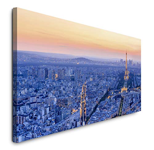 Paul Sinus Art GmbH Frankreich Eiffelturm 120x 50cm Panorama Leinwand Bild XXL Format Wandbilder Wohnzimmer Wohnung Deko Kunstdrucke