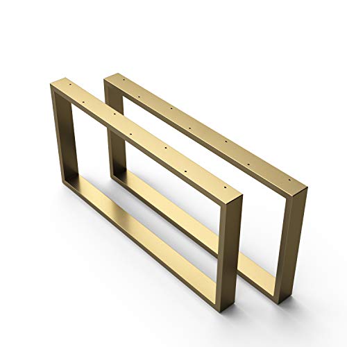 SOSSAI Design Couchtisch Untergestell | GOLD-MESSING | Stahl Tischgestell - pulverbeschichtet | 2 Stück (Paar) | Breite 80 cm x Höhe 40 cm - Tischkufen CKK1