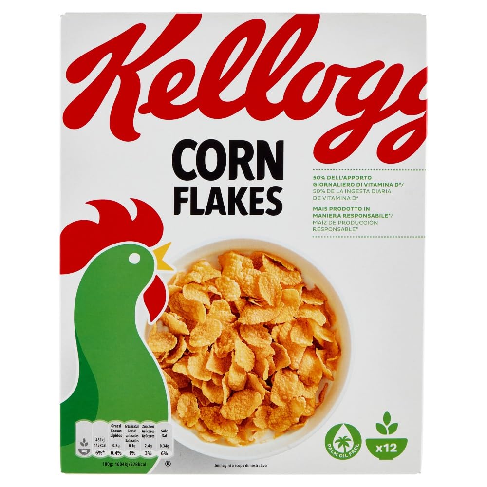 6x Kellogg's Corn Flakes Knusprige goldene und leckere ohne Palmöl ohne Farbstoffe ohne künstliche Aromen 375g