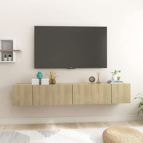 Susany 3 STK. TV Board Hängend, Hängeschrank, Hängeboard Wohnwand, TV Lowboard mit Fächer Spanplatte Sonoma-Eiche 60x30x30 cm