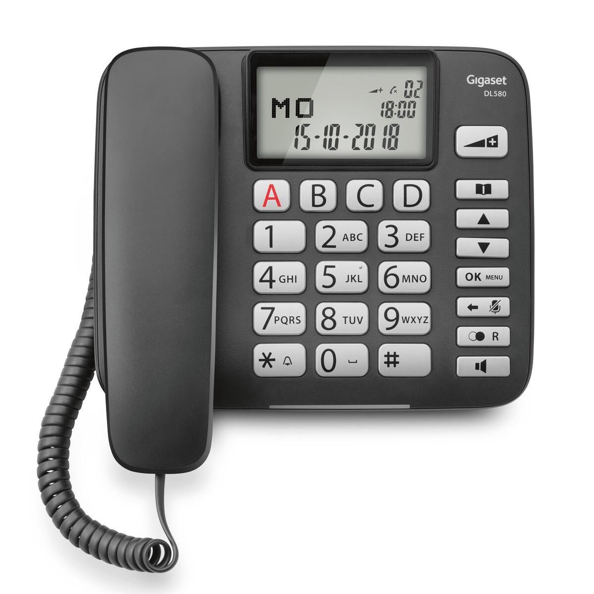 Gigaset DL580 Komfort-Telefon mit großen Tasten und beleuchtetem Display - sc...