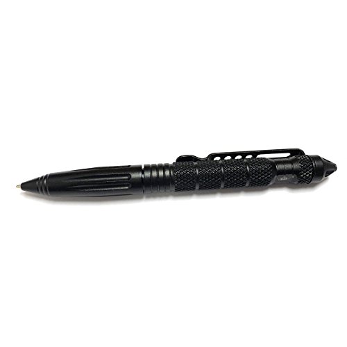 UZI Tactical Pen UZI-TACPEN2-BK Flugzeug Aluminium Selbstverteidigung BestTactical Pen Multi-Tool Überlebens Defender Tool w / Glasbrecher, Real Kugelschreiber Miltary und Polizei EDC -schwarz
