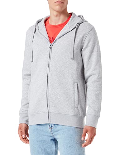 HRM Herren 707 Premium Hooded Jacket I Fair Trade Kapuzenjacke, 320 g/m² I Aus 70% Baumwolle & 30% recyceltem Polyester, Grey-Melange, 4XL