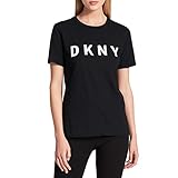DKNY Women's Short Sleeve Logo T-shirt, Black, M