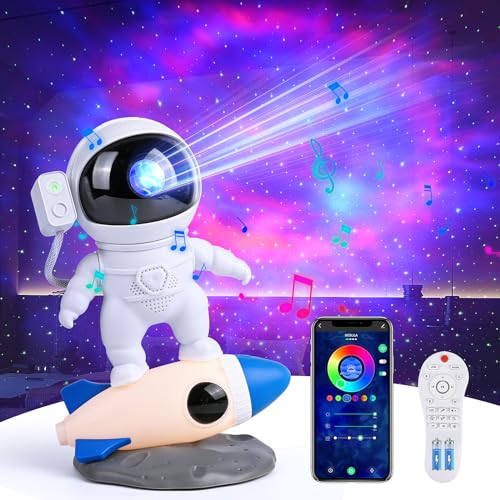 Comius Sharp Astronaut Sternenhimmel Projektor, Led Sternenhimmel Projektor Kinder, Projektor Lampe Sternenhimmel mit Bluetooth Lautsprecher Weißes Rauschen Funktion für Kinder mit APP-Steuerung