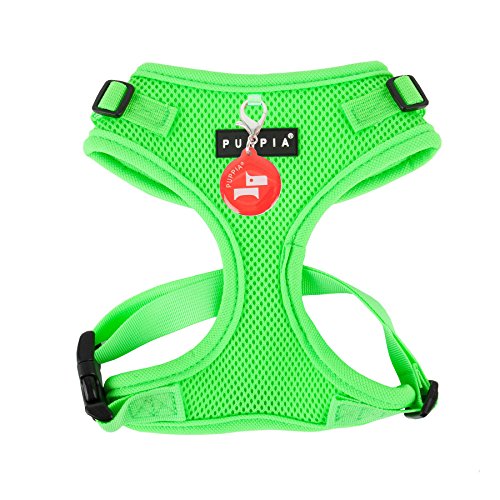 Puppia PAQA-AC1430 Hunde Geschirr, Neon Soft Harness II, medium, grün