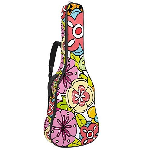 Gitarrentasche Blume Gitarre Tasche Wasserdichte 40 41 Zoll Guitar Case Oxford Gitarre Tasche Drucken Gitarren Bag Tragetasche Rucksack