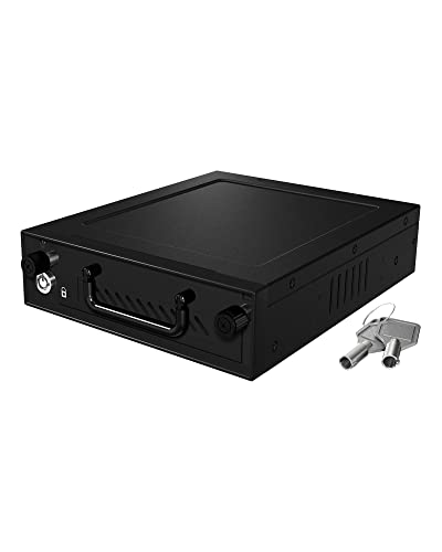 Icy Box IB-148SSK-B Wechselrahmen für 2,5" (6,35 cm) und 3,5" (8,9 cm) SATA/SAS HDD/SSD passend für 5,25" Schacht mit Lüfter, abschließbar schwarz
