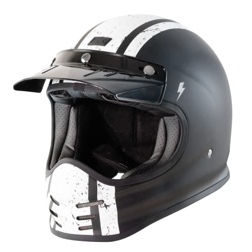 ORIGINE Integralhelm Motorradhelm aus Glasfaser Klassischer Motocross-Helm im Retro-Stil ECE