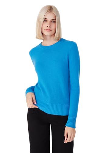 Style & Republic Kaschmir Pullover-Damen elegant aus 100% Cashmere - Dein kuscheliger Premium Strickpullover für stilvolle Herbst- & Winter-Momente - Fancy Blue M