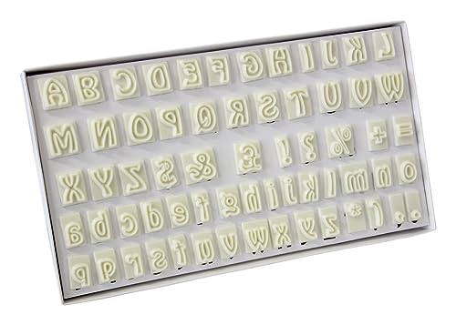 PME 106M001 JEM Alphabet-Ausstecher zum Dekorieren von Zuckerarbeiten und Kuchen, Sortiment, 64-teilig, Kunststoff, Ivory, 2 x 2 x 2 cm