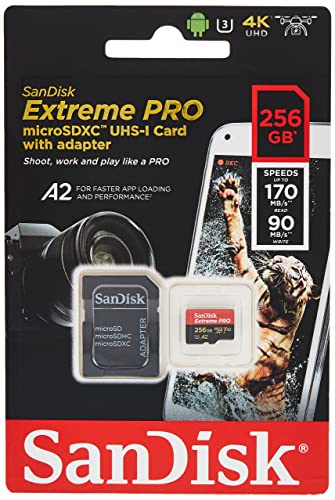 SanDisk Extreme Pro 512GB microSDXC Memory Card + SD Adapter with A2 App Performance + Rescue Pro Deluxe 170MB/s Class 10, UHS-I, U3, V30