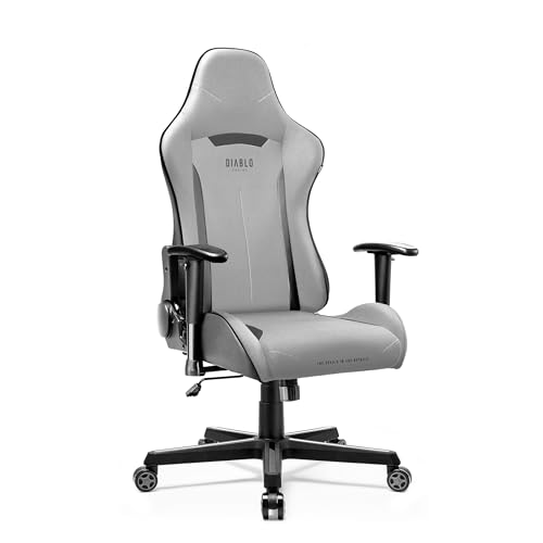 Diablo X-ST4RTER Gaming Stuhl Chair Bürostuhl Schreibtischstuhl Ergonomisch Stoffbezug 2D Armlehnen Kippmechanismus (Grau)