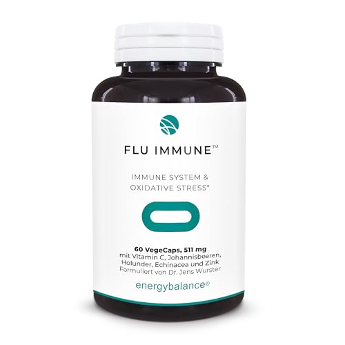 Flu-Immune 511mg - natürlicher Immunsystem Komplex - Hohe Bioverfügbarkeit - Antioxidantien - Vegan - Glutenfrei - Ohne Zusatzstoffe - 100% reine Zutaten - GVO-frei - Nahrungs-Äquivalent - 60 VegeCaps