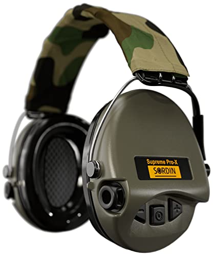 Sordin Supreme PRO X - Aktiver Gehörschutz SOR75302-X Elektronischer Gehörschützer Camo-Band Grüne Cups