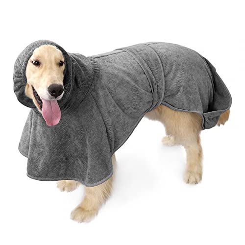 MiOYOOW Hundebademantel Verstellbarer Hundemantel super saugfähiges schnell trocknendes Handtuch für mittelgroße und extra große Hunde