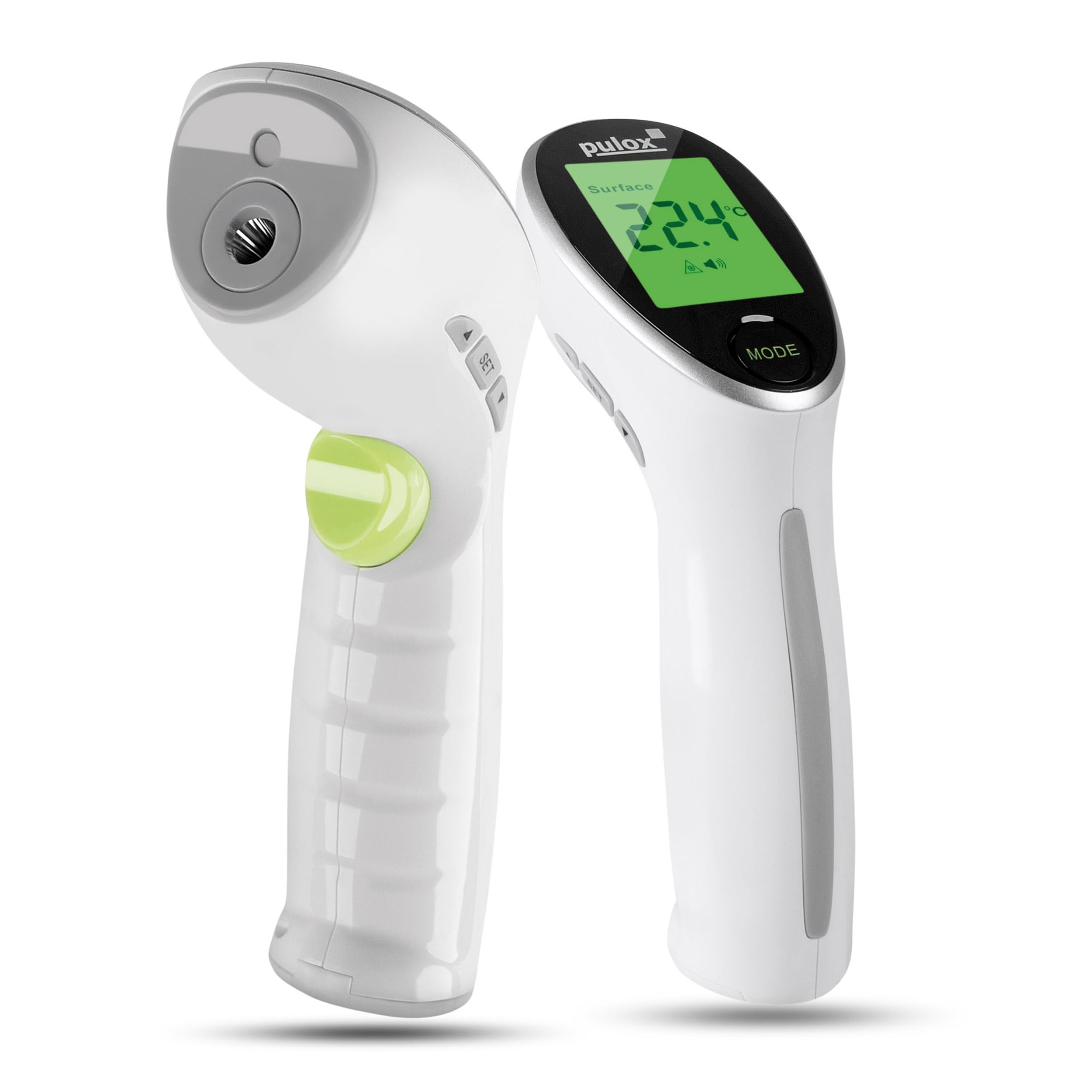 Pulox 2-in-1 Infrarot-Thermometer - Fieberthermometer und Oberflächenthermometer für Babys, Kinder, Jugendliche und Erwachsene