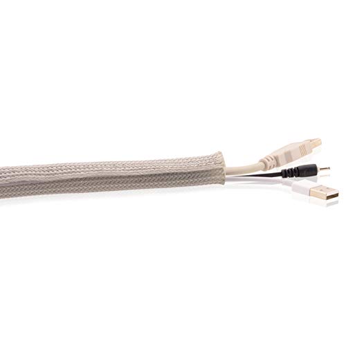 Kabelschlauch Gewebeschlauch in Grau mit praktischem Klettverschluss, 25-32mm Durchmesser, Länge 5m für eine flexible Kabelsortierung & Kabelschutz