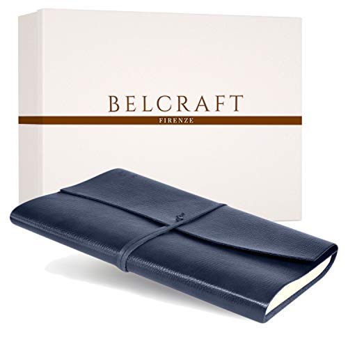 Tivoli A4 großes Notizbuch aus recyceltem Leder, Handgearbeitet in klassischem Italienischem Stil, Geschenkschachtel inklusive, Tagebuch A4 (21x30 cm) Blue
