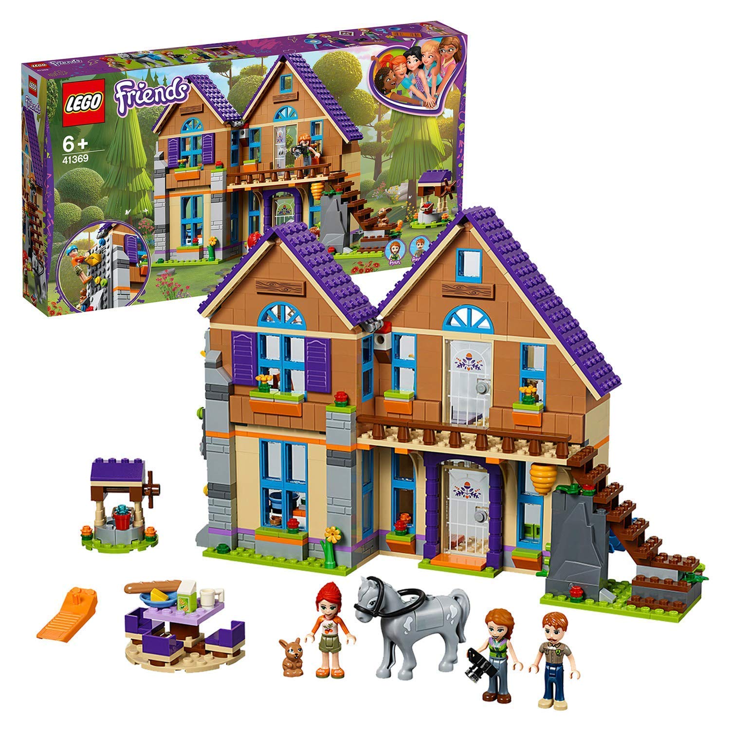 LEGO 41369 Friends Mias Haus mit Pferd, Bauset mit 3 Minipuppen, Kaninchenfigur und Pferdefigur, Bauen & Spielen, Puppenhaus für Kinder
