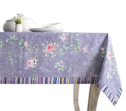 Maison d' Hermine Sweet Rose Lavender-Country Garden 100% Baumwolle Tischdecke für Küche | Abendessen | Tischplatte | Dekoration Parteien | Hochzeiten | Frühling/Sommer (Rechteck, 140 cm x 180 cm)