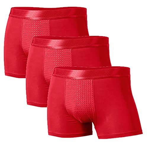 HTDZDX Herren Unterwäsche Magnettherapie Boxershorts Baumwolle Atmungsaktiv Elastische Höschen, Rot/Ausflug, einfarbig (Getaway Solids), X-Large