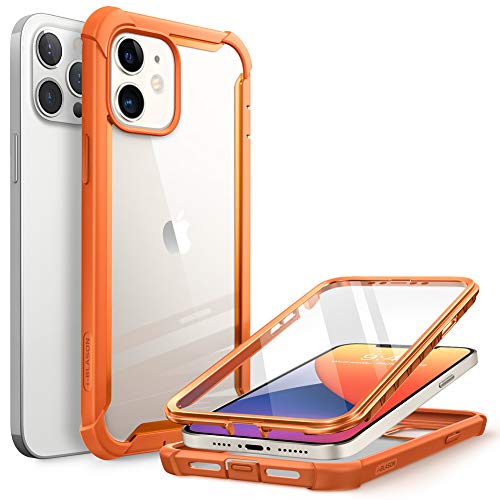 i-Blason Transparent Hülle für iPhone 12 /iPhone 12 Pro (6.1") Case 360 Grad Handyhülle Bumper Schutzhülle Cover [Ares] mit Displayschutz 2020, Orange