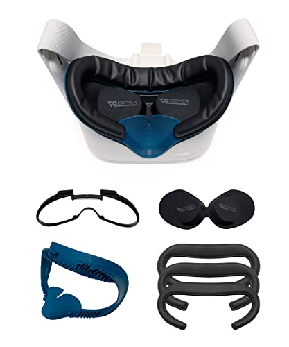 VR Cover Fitness Facial Interface and Foam Comfort Set with XL Spacer for Oculus / Meta Quest 2 (Dark Blue & Black + XL Spacer + Comfort Foam)