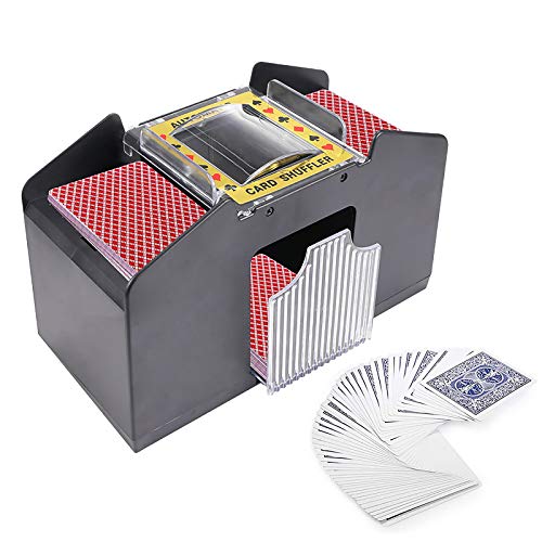 Wowlela Card Shuffler, Automatische Kartenmischmaschine 4 Deck für Poker, Rommé, UNO, Texas Holdem und Blackjack