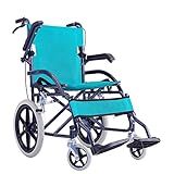 Rollstuhl Transit Travel Chair – Leichter zusammenklappbarer tragbarer alter Trolley Behindertenroller mit soliden Rädern und Handläufen – einfache Mobilität für Senioren – kompakter Rollstuhl für den
