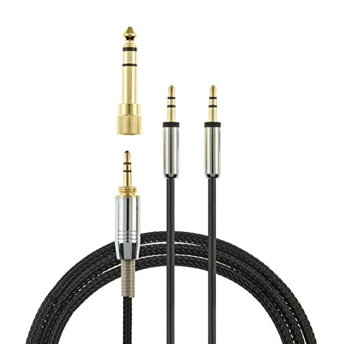 AGS Retail Ltd Kompatibles Kopfhörer-Ersatzkabel für Sol Republic - Schwarz, 1,2 m Audio-Ersatzkabel mit vergoldeten 3,5mm/2 x 2,5mm Steckerbuchsen, rostfreie Buchsenabdeckung | Audiozubehör