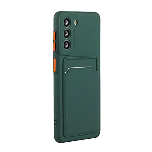 Kartensteckplatz-Taschenhalter-Telefonhülle für Samsung Galaxy S23 S22 S21 S20 Plus FE Note 20 Ultra Bumper TPU Wallet Soft Cover, Dunkles Nachtgrün, für S21 FE